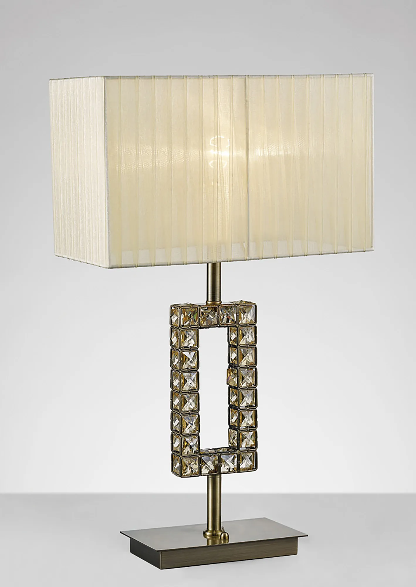 Florence Antique Brass Crystal Table Lamps Diyas Shaded Table Lamps
